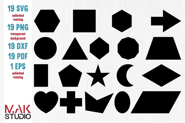 Basic shape bundle svg - Basic shape svg bundle - Basic shape svg files - Basic shape dxf - Basic shape cut files SVG MAKStudion 
