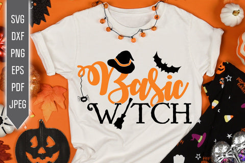 Basic Witch Halloween Funny Svg. Mom Halloween Svg. Cute Broom Bat Halloween. Svg, Dxf, Eps, Png, Jpg, Pdf files for Cricut, Silhouette SVG Mint And Beer Creations 
