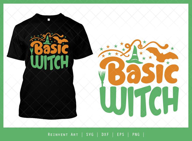 Basic Witch SVG Cut File | Bat SVG | Halloween Tshirt Design SVG Reinvent Art 