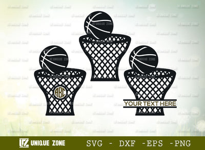 Basket Ball SVG Monogram, Sports Ball Svg, Basket Ball With Basket, Basket Ball Love Shape, Basket Ball Player Svg, Basketball Goal Svg, SVG Unique Zone 