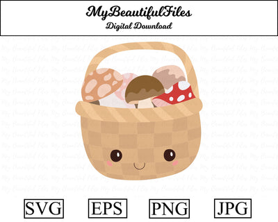 Basket Of Mushrooms - Thanksgiving SVG MyBeautifulFiles 