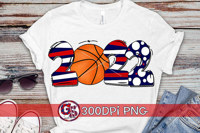 Basketball 2022 Red and Navy PNG for Sublimation Sublimation Greedy Stitches 