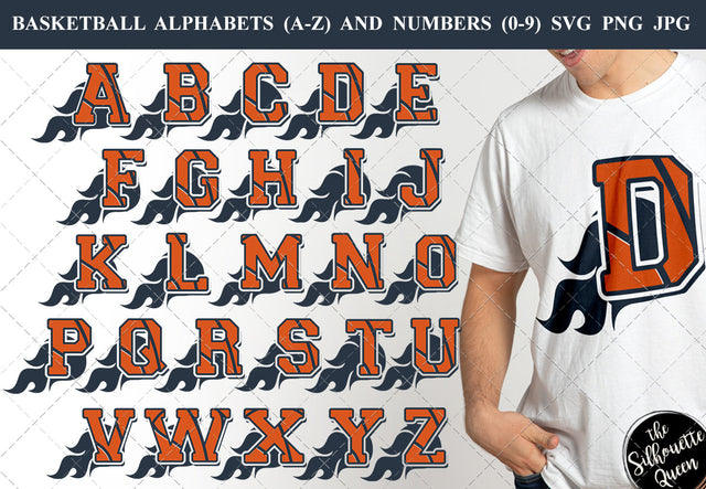 Basketball alphabet a-z, basketball number 0-9, alphabet clipart, letters svg font, cut files for cricut SVG Loveleen Kaur 