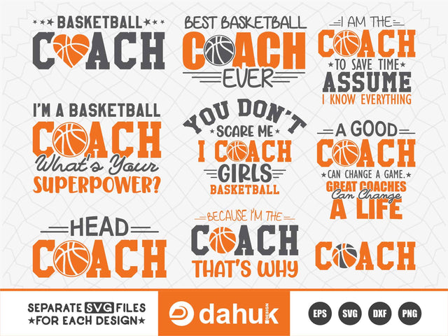 Basketball Coach SVG Bundle, Basketball Saying SVG, Basketball Cut Files, Basketball svg, Basketball Typography, Cut file for silhouette SVG dahukdesign 