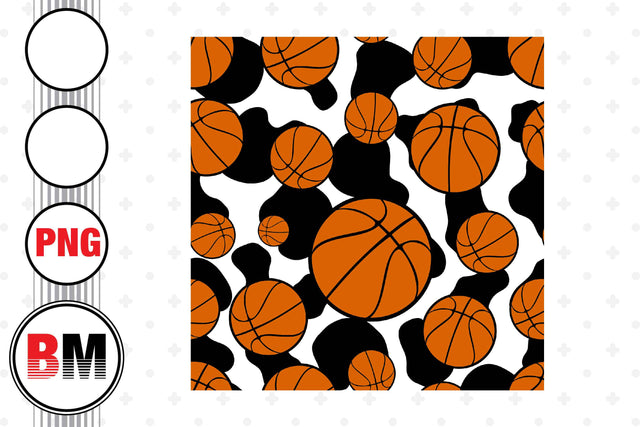 Basketball Cow Seamless Pattern PNG Files Sublimation BMDesign 