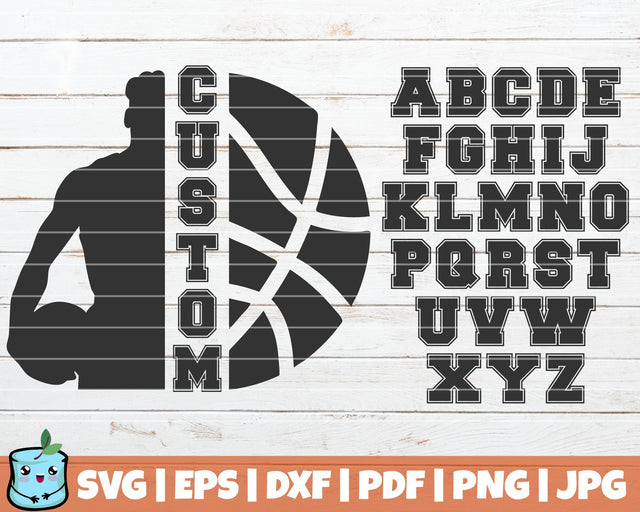 Basketball Custom Frame - Alphabet Included SVG MintyMarshmallows 