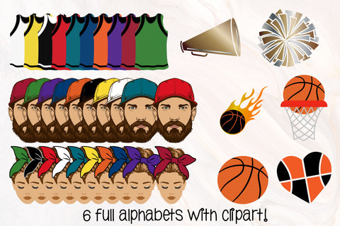 Basketball Doodle Letters With Clipart PNG SVG Crafty Mama Studios 