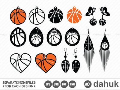 Basketball Earrings svg, Earrings svg, Sports Earrings svg, Cut file, for silhouette, svg, eps, dxf, png, clipart, cricut design space SVG dahukdesign 
