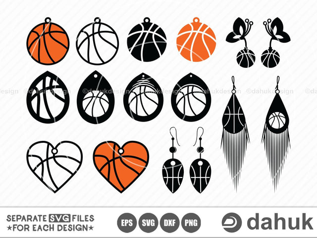 Basketball Earrings svg, Earrings svg, Sports Earrings svg, Cut file, for silhouette, svg, eps, dxf, png, clipart, cricut design space SVG dahukdesign 