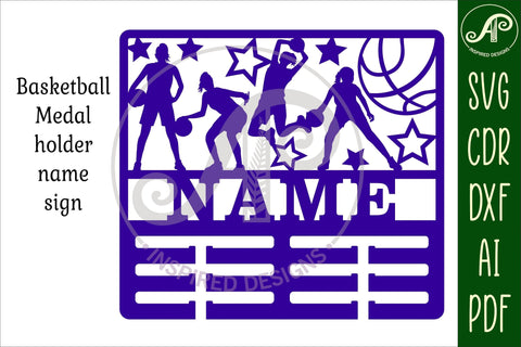 Basketball female medal holder Name svg laser cut template SVG APInspireddesigns 