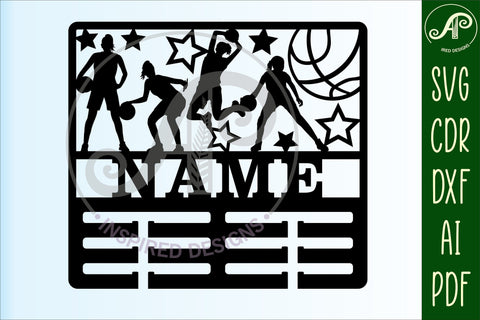Basketball female medal holder Name svg laser cut template SVG APInspireddesigns 