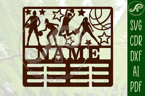 Basketball female medal holder Name svg laser cut template SVG APInspireddesigns 