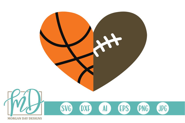 Basketball Football Heart SVG Morgan Day Designs 