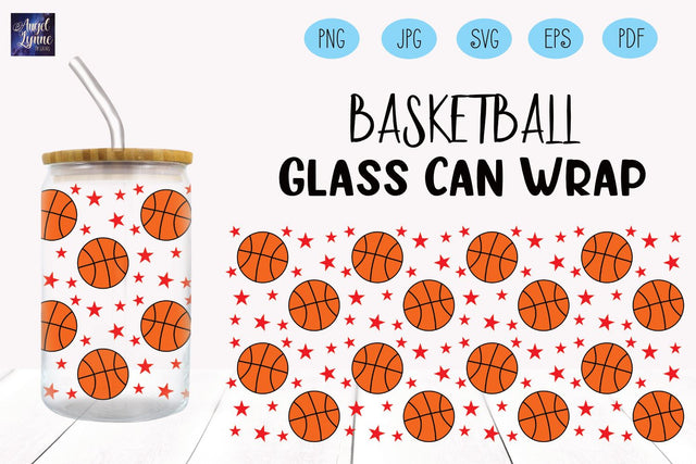 Basketball Glass Wrap | Basketball Libbey Glass Wrap SVG Angel Lynne Designs 