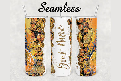 Basketball Gold Glitter Agate Tumbler sublimation design 20 oz skinny tumbler wrap Sublimation BambinaCreations 