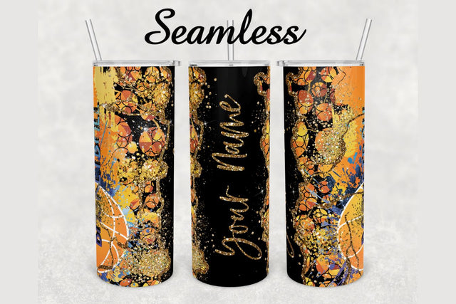 Basketball Gold Glitter Marble Tumbler sublimation design 20 oz skinny tumbler wrap Sublimation BambinaCreations 