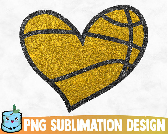 Basketball Gold Heart Sublimation Design Sublimation MintyMarshmallows 