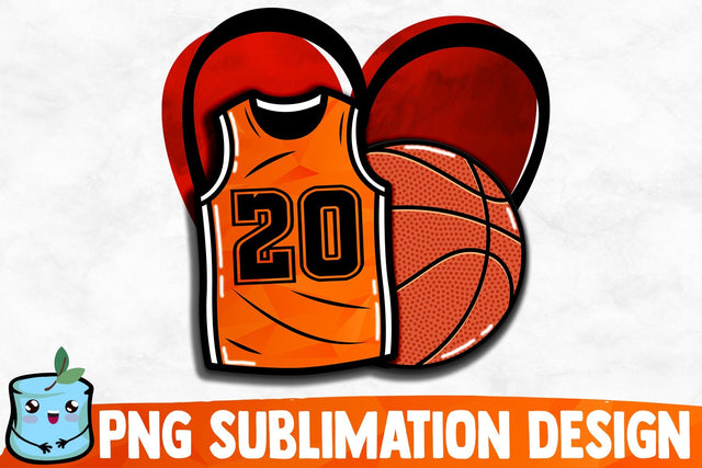 Basketball Heart Sublimation Design Sublimation MintyMarshmallows 