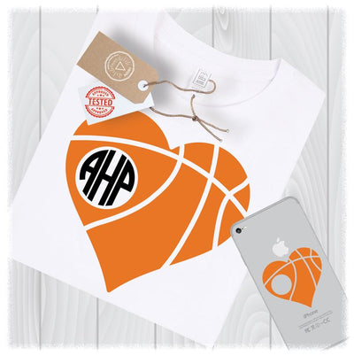 Basketball Heart Svg Files, Basketball Svg, Monogram Svg, Love Svg, Valentine Svg, Sports Svg, Heart Monogram Svg, Basketball Dxf, Svg File SVG My Sew Cute Boutique 