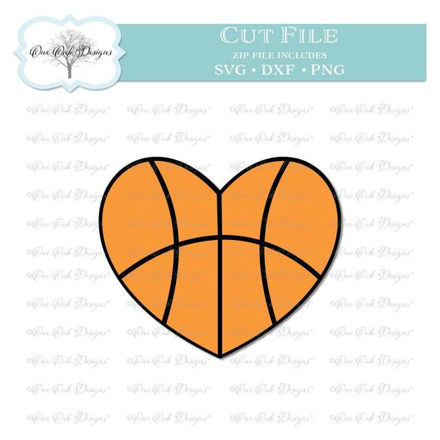 Basketball Heart SVG One Oak Designs 