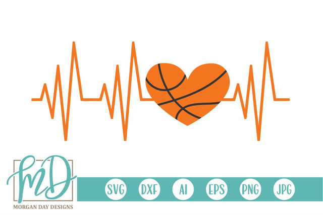 Basketball Heartbeat SVG Morgan Day Designs 