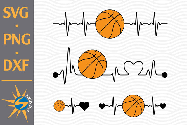 Basketball Heartbeat SVG, PNG, DXF Digital Files Include SVG SVGStoreShop 