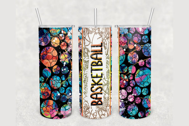 Basketball Holographic Glitter Tumbler sublimation design 20 oz skinny tumbler wrap Sublimation BambinaCreations 