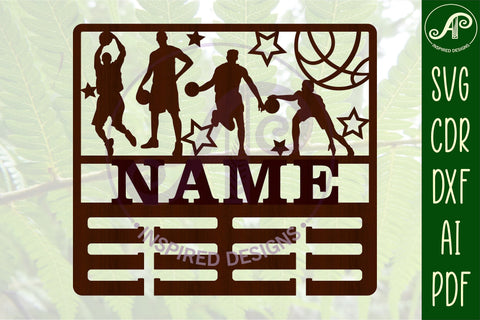 Basketball medal holder Name svg laser cut template SVG APInspireddesigns 