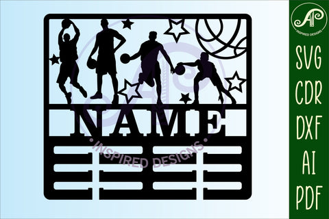 Basketball medal holder Name svg laser cut template SVG APInspireddesigns 