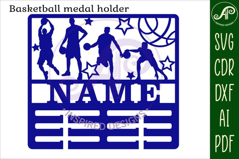 Basketball medal holder Name svg laser cut template SVG APInspireddesigns 