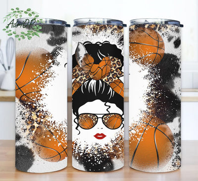 Basketball Messy Bun 20oz Skinny Tumbler Png, Mother's Day Gift, Messy Bun Mom, Leopard Baseball Mom, Sports Mom, Basketball Mom, Football Mom Sublimation AdriOP 
