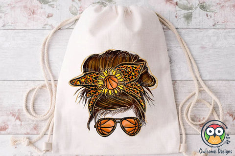 Basketball Messy Bun Sublimation Sublimation Owlsome.Designs 