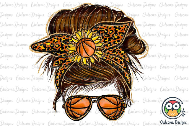 Basketball Messy Bun Sublimation Sublimation Owlsome.Designs 