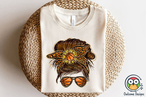 Basketball Messy Bun Sublimation Sublimation Owlsome.Designs 