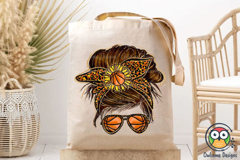 Basketball Messy Bun Sublimation Sublimation Owlsome.Designs 