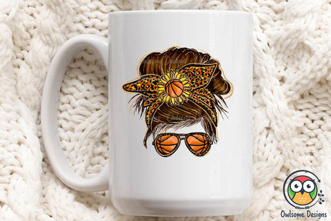Basketball Messy Bun Sublimation Sublimation Owlsome.Designs 