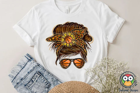 Basketball Messy Bun Sublimation Sublimation Owlsome.Designs 