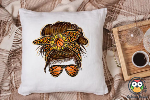 Basketball Messy Bun Sublimation Sublimation Owlsome.Designs 