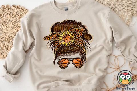 Basketball Messy Bun Sublimation Sublimation Owlsome.Designs 