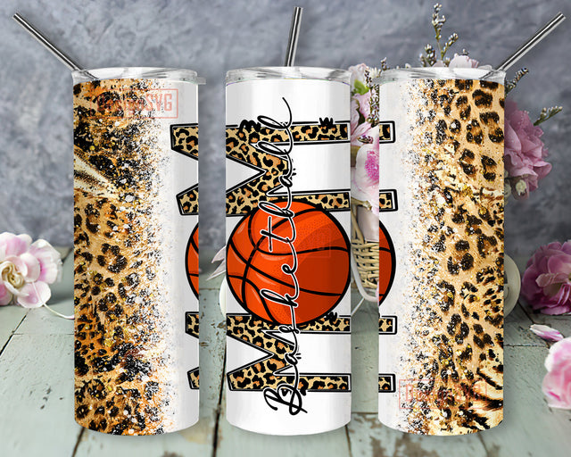 Basketball Mom Leopard Tumbler Png, Mom Leopard 20oz Tumbler Wrap, Game Day Tumbler, Sport Tumbler Png, Basketball Sublimation Design for Straight, Instant Download Sublimation DesignSVG 