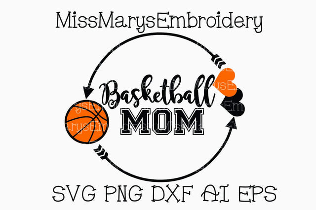 Basketball Mom Monogram Arrow Ring SVG MissMarysEmbroidery 