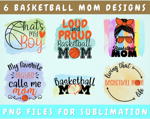Basketball Mom Sublimation Designs Bundle, 6 Basketball Mom PNG Files, Basketball Mom Messy Bun PNG, Loud And Proud Basketball Mom PNG Sublimation HappyDesignStudio 