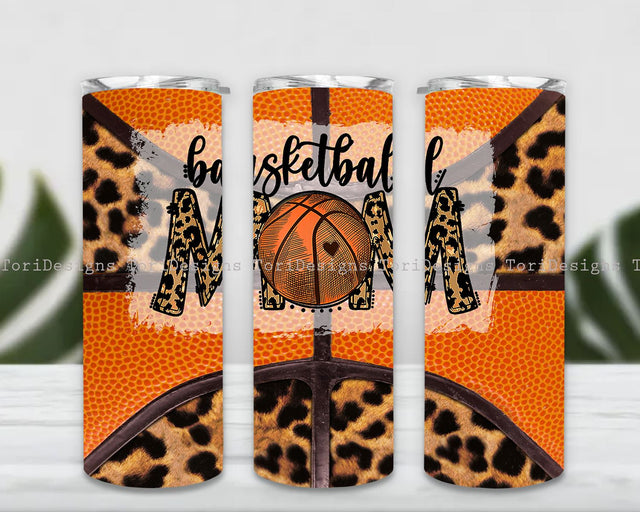 Basketball Mom Tumbler PNG, Basket Mom Leopard Tumbler Sublimation Design Download, Seamless 20oz Skinny Tumbler Design PNG Sublimation ToriDesigns 