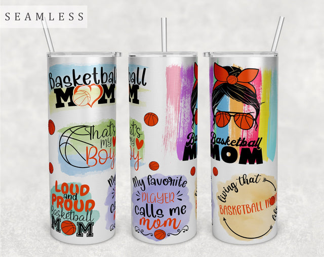Basketball Mom Tumbler Wrap, 20 Oz Skinny Tumbler Sublimation Design, Seamless Basketball Mom Tumbler PNG Sublimation HappyDesignStudio 