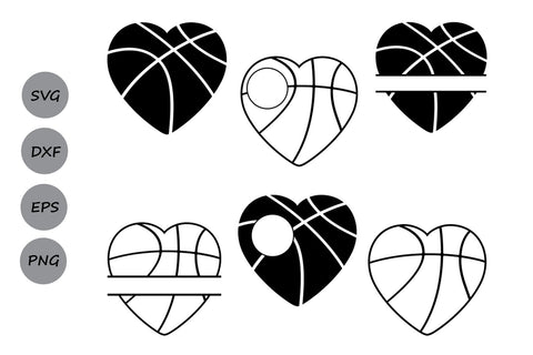 Basketball Monogram| Basketball Heart SVG Cut Files SVG CosmosFineArt 