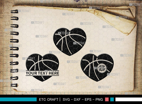 Basketball Monogram, Basketball Silhouette, Basketball SVG, Heart Shape Ball Svg, Sports Svg, SB00103 SVG ETC Craft 