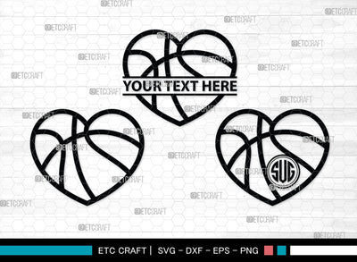Basketball Monogram, Basketball Silhouette, Basketball SVG, Heart Shape Ball Svg, Sports Svg, SB00103 SVG ETC Craft 