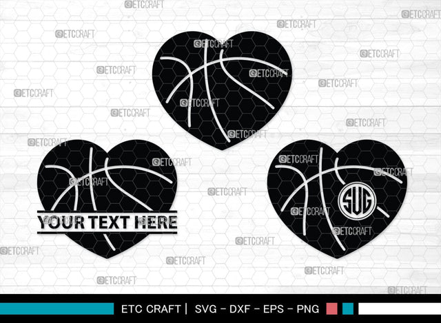 Basketball Monogram, Basketball Silhouette, Basketball SVG, Heart Shape Ball Svg, Sports Svg, SB00103 SVG ETC Craft 