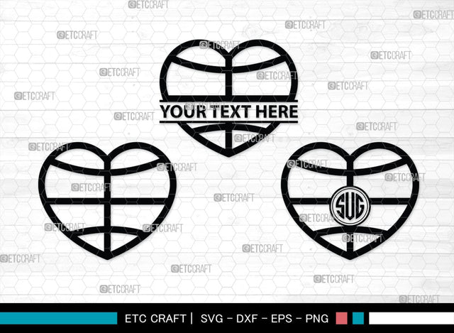 Basketball Monogram, Basketball Silhouette, Basketball SVG, Heart Shape Ball Svg, Sports Svg, SB00103 SVG ETC Craft 