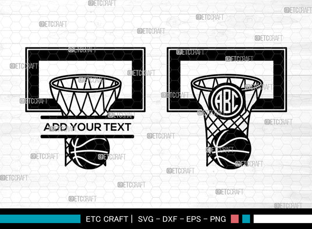 Basketball Monogram SVG, Basketball Svg, Basketball Hoop Svg, Basketball Net Svg, Basketball Split Monogram Svg, SVG ETC Craft 